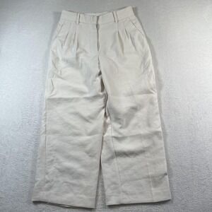 Wilfred Pants Womens 4 White Crepe Wide Leg Pleated Dress Trousers Work Office